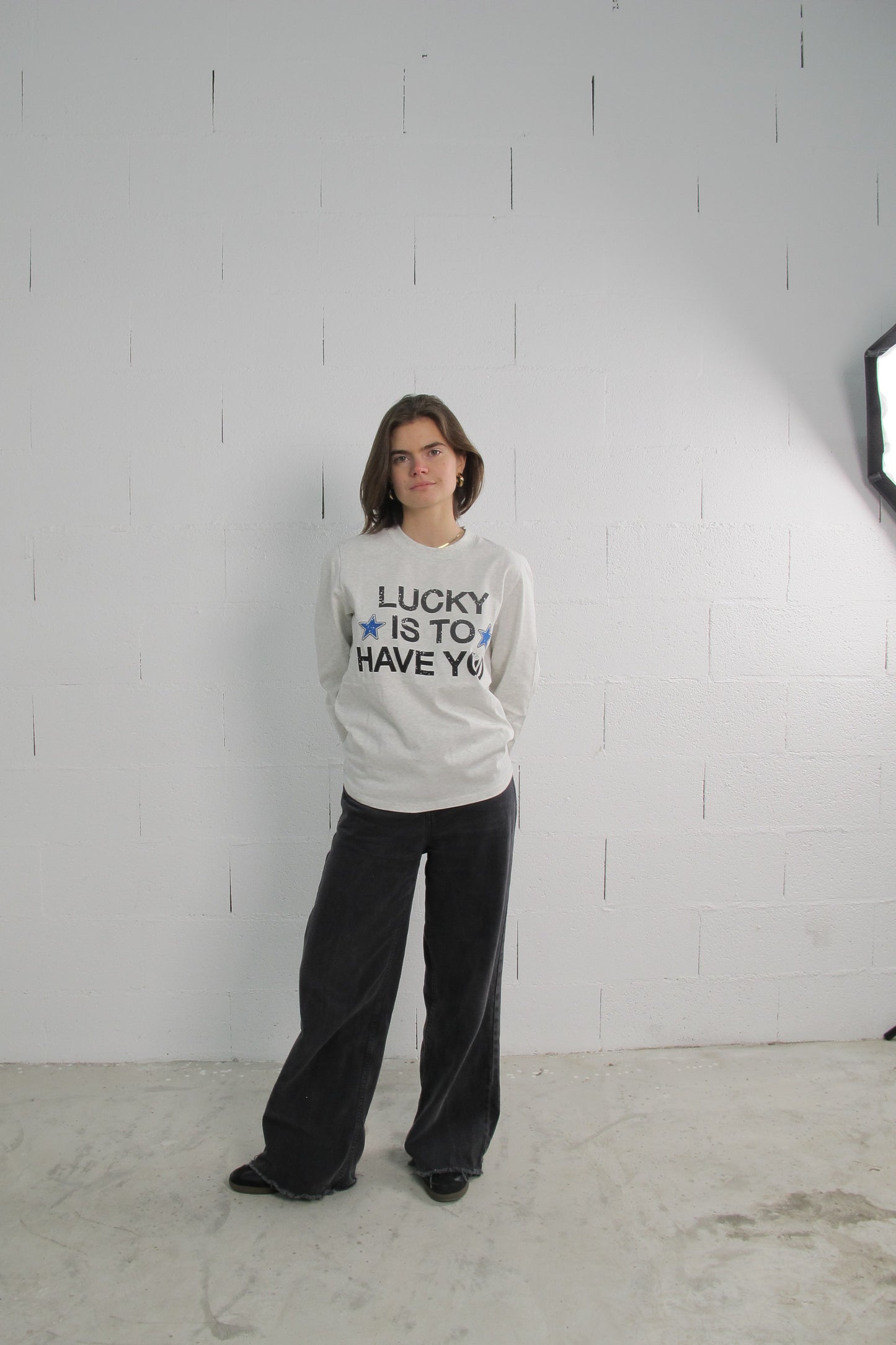 "Lucky is to have you" Longsleeve Tee – Grey